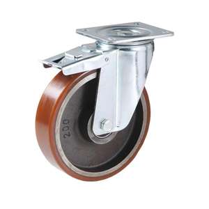 Rueda TTAKE RU0010309417603 con centro de hierro fundido, con soporte giratorio en chapa metálica prensada y galvanizada, resistente - Product Image 1