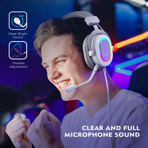 Casque de jeu filaire circum-auriculaire <span class=keywords><strong>H6</strong></span> avec LED RGB, affichage numérique, transducteur dynamique, son surround 7.1, connexion <span class=keywords><strong>USB</strong></span> et réduction de bruit ENC - Product Image 2