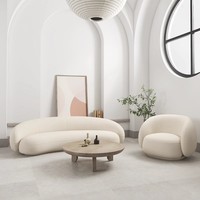 Canapé d'angle incurvé 3 places moderne et confortable blanc demi-lune pour salon