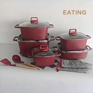 Pentole antiaderenti in alluminio pressofuso 16 pezzi Set di pentole da cucina di grandi dimensioni Set di pentole a induzione in <span class=keywords><strong>granito</strong></span> - Product Image 4