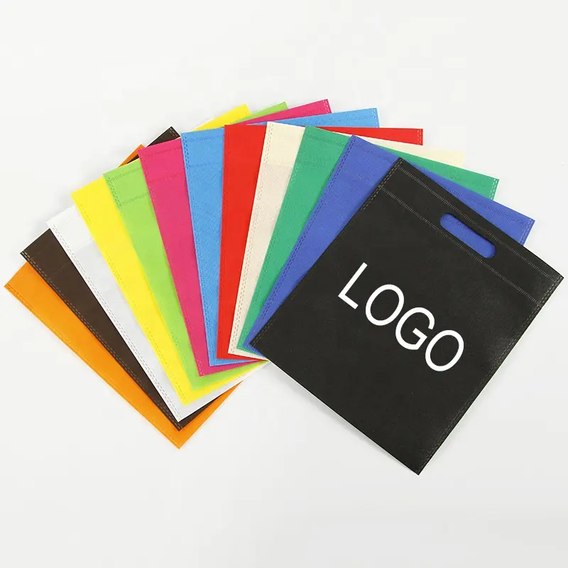 wholesale Custom Printed Logo Gift Packaging Portable Multi Color D Cut Shopping Non Woven Carry Bags