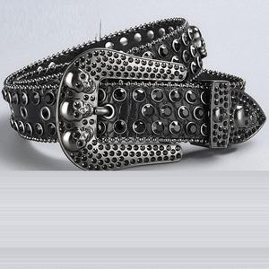 Nouvelle ceinture en cuir PU de créateur 2026, vente en gros, boucle brillante cloutée de diamants et de strass, style Bb <span class=keywords><strong>Simon</strong></span> - Product Image 2
