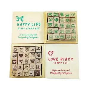 25件/盒快乐木箱可爱日记图案清晰邮票橡皮可爱DIY邮票礼品清晰邮票用于剪贴装饰