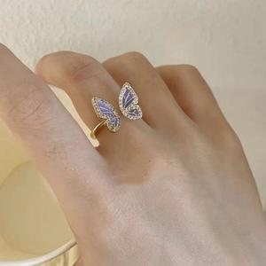 I-0514 Fashionable <b>Rings</b> New Style Alloy Material Green Butterfly <b>Ring</b> Fashion Jewelry <b>Finger</b> <b>Ring</b> - Product Image 5