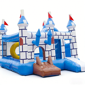 Château gonflable bleu et blanc <span class=keywords><strong>de</strong></span> haute qualité avec toboggan, maison <span class=keywords><strong>de</strong></span> saut en PVC pour enfants, utilisation intérieure, extérieure, jardin, fête - Product Image 4