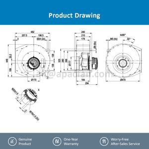 G3G280-BR04-M7 ebmpapst 400V AC 530W 2700RPM 280mm IP55ใบพัดพลาสติกมอเตอร์แรงเหวี่ยงระบายความร้อน - Product Image 4