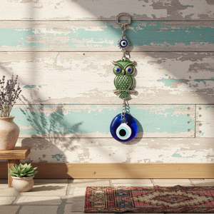 Hibou porte-bonheur, ornement mural avec amulette du mauvais œil, depuis la turquie - Product Image 3
