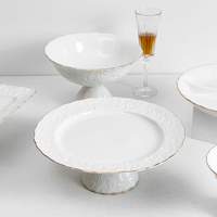 Service de table en porcelaine blanche incrustée d'or, style moderne, anti-fuite, écologique, pour la maison et la restauration
