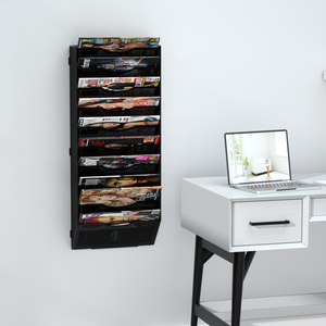 Porte-revues en maille métallique noire réglable 10 Sections-<span class=keywords><strong>rangement</strong></span> <span class=keywords><strong>mural</strong></span> pour documents papier pour le bureau - Product Image 6