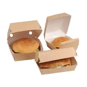 Одноразовый бумажный Ланч-бокс из крафт-бумаги с логотипом на заказ, контейнер для еды, фаст-фуд, картофель фри, жареная курица, упаковочная коробка