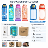Bouteille d'eau en PC avec paille pour enfants GY-534 600ml, personnalisable OEM, MOQ 3000 pièces, logo, couleur, matériau, emballage pour importateurs et distributeurs