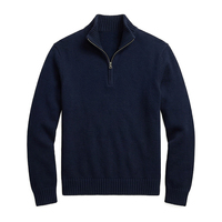 Pull en maille personnalisé pour homme, col montant, demi-zip, uni, motif personnalisé, tailles variées, collection automne-hiver, fournisseur d'usine de tricots basiques