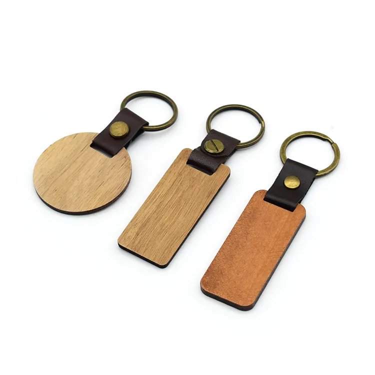 Porte-clés en bois vierge personnalisé, porte-clés écologique portable, porte-clés en bois gravé au laser pour cadeau souvenir