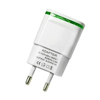Pengisi daya dinding USB 10W Universal cepat, Kepala pengisi daya ponsel kecepatan tinggi 2A 5V colokan dinding US Euro USB ganda lampu LED