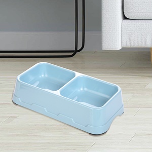 Wholesale 2 In 1 Rectangle Square Pet Double Bowl Non Slip Plastic <b>Cat</b> Dog <b>Feeder</b> Bowl Dual Compartment Pet Food Water Bowl - Product Image 1