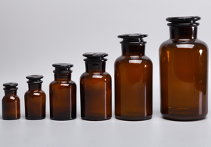 Chai thuốc thử thủy tinh hổ phách 100ml/250ml/500ml, miệng rộng, nắp thủy tinh mài, bán buôn - Product Image 4