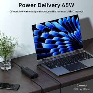 65W USB-C veloce PD caricatore per Laptop QC3.0 tipo C adattatore di alimentazione per Dell Chromebook <span class=keywords><strong>Asus</strong></span> Lenovo HP MacBook - Product Image 2