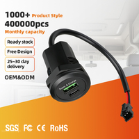 Chargeur USB pour voiture à montage sur panneau 12V 24V, PD 36W Type C ou QC3.0 USB-A, double port, chargeur rapide pour moto, voiture, camping-car, bateau