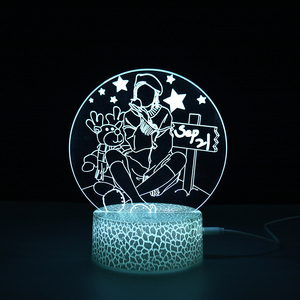 Foto Kustom Kreatif 3D Ilusi Anime Akrilik Meja Dasar Lampu Bebek Dekorasi Anak-anak <span class=keywords><strong>LED</strong></span> Lampu Malam Akrilik Menyala Huruf