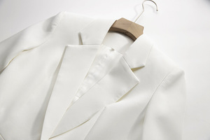 A6841 Gute Qualität Weiß Damen <span class=keywords><strong>Blazer</strong></span> Bow Hollow Out V-Ausschnitt Damenmode Jacken - Product Image 4