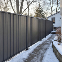 Clôture de jardin en acier prélaqué gris foncé, résistante aux intempéries, de 8 pieds, pour les terrains résidentiels enneigés, les jardins et les chantiers de construction
