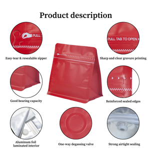 Bolsas de Embalaje con Cierre y Válvula Antiolor, Bolsas de Pie Cuadradas para Dulces, <span class=keywords><strong>Galletas</strong></span>, Granos de Café - Product Image 6