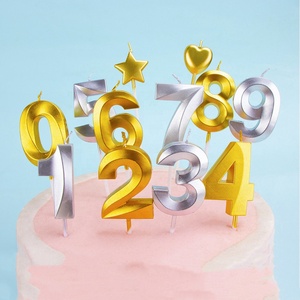 Huaming-venta al por mayor de fábrica, número de cumpleaños, <span class=keywords><strong>velas</strong></span> de 0 a 9 colores metálicos dorados, feliz cumpleaños, Números brillantes - Product Image 6