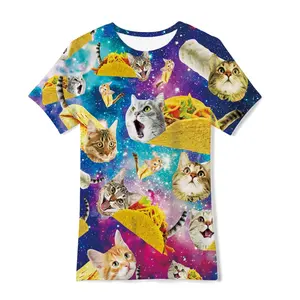Fitspi estate 3d T-shirt stampate su misura per gli uomini donne divertenti Galaxy gatti stampa grafica T-shirt Casual a maniche corte T-shirt a girocollo - Product Image 1