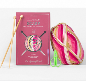 <b>Knitting</b> <b>Kit</b> for Beginners – Learn to Knit <b>Scarf</b> <b>Kit</b> with Wool Yarn, Bamboo Needles & Step-by-Step Videos – Dragonfruit - Product Image 1