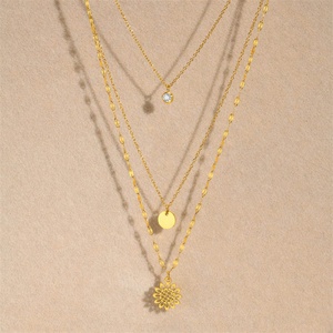 สร้อยคอแฟชั่นประดับจี้รูปดอกทานตะวันสำหรับผู้หญิง - Product Image 3