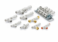 Conexiones Neumáticas de un Toque Serie KQ2Z, en Pulgadas, de Acero Inoxidable, Codo Universal Macho con Sellador para SMC