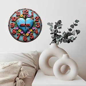 Round Wooden <b>Wall</b> <b>Clock</b> 25cm Simple Line Art <b>Silent</b> Home Living Room Decor - Product Image 2