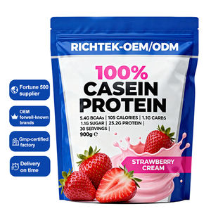 Poudre de protéine de caséine micellaire <span class=keywords><strong>Nutrition</strong></span> appliquée 900g/30 portions Supplément à libération lente pour adultes Saveur de crème à la fraise - Product Image 1