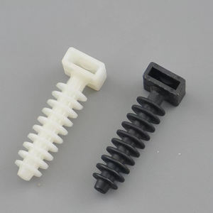Attaches de câbles en nylon 66 industriel blanc/noir 8 mm/10 mm, fixation murale à enfoncer avec système de gestion des câbles - Product Image 4
