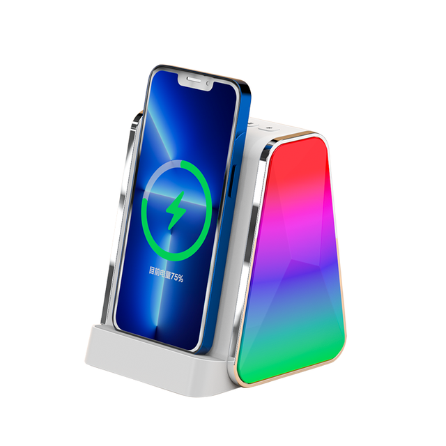 Wireless Charging for Speaker with Super Bass Stereo Sound RGB LED Light 5W Output Built-in Battery-Home & Desktop Use