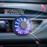Ventilateur de voiture mini portable transfrontalier 2026 pour extérieur, fixation sur grille d'aération, aromathérapie, lumière USB colorée, en plastique ABS, modèle F22, 88x83x83mm, Chine