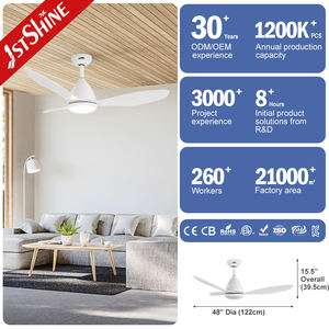 Ventilador de techo led 1stshine aspas de ABS blancas 220V bajo ruido 40db iluminación LED ventilador de techo silencioso - Product Image 3