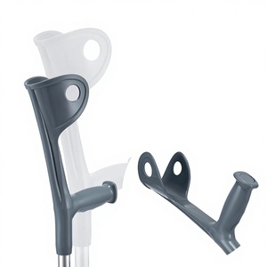 Béquilles télescopiques réglables en alliage d'aluminium, aide à la marche sous les aisselles pour la rééducation des personnes handicapées, couleur argent, taille unique - Product Image 5