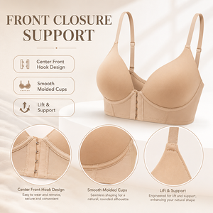 <span class=keywords><strong>Reggiseno</strong></span> Bralette con Chiusura Frontale a Quattro Gancetti, Design per Valorizzare la Forma del Seno, Push-up e Effetto Modellante - Product Image 4