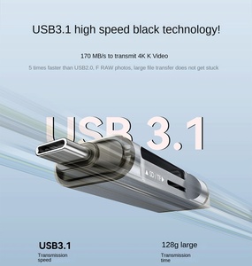 Leitor de Cartão de Alta Velocidade <span class=keywords><strong>3</strong></span>.0 SD/TF Multifuncional USB/Tipo-C com Carcaça Externa de Alumínio para Celulares 16/15 e Câmeras SLR Tudo-em-Um - Product Image 3