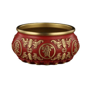 2025 Latón rojo Cornucopia tradicional Feng Shui colección de estatuillas decoración del hogar muebles de oficina Cuenca del Tesoro que atrae la riqueza - Product Image 1