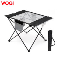 Table de camping en aluminium WOQI, portable, pliable, avec poche pour pique-nique et camping