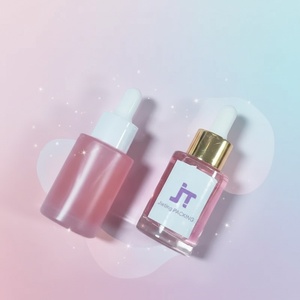 30ml Colorful Printing White Round Glass Thick Bottom Screw Cap Dropper <b>Bottles</b> for Skin Care Serum - Product Image 2