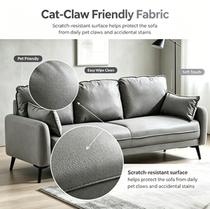 Sofá Moderno para Sala de Estar Resistente a Arañazos de Gatos, Sofá Ancho Acolchado con Esponja de Alta Densidad para Familias y Apartamentos - Product Image 2