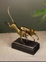 Sculpture d'animal en gros, pièce unique, pour bureau, grande taille, en cuivre pur de haute qualité, émail dur, guépard 3D, personnalisable