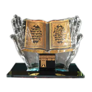 Atacado de casamento decorativo cristal muscular kaaba com cristal islâmico quran livro lembranças presentes