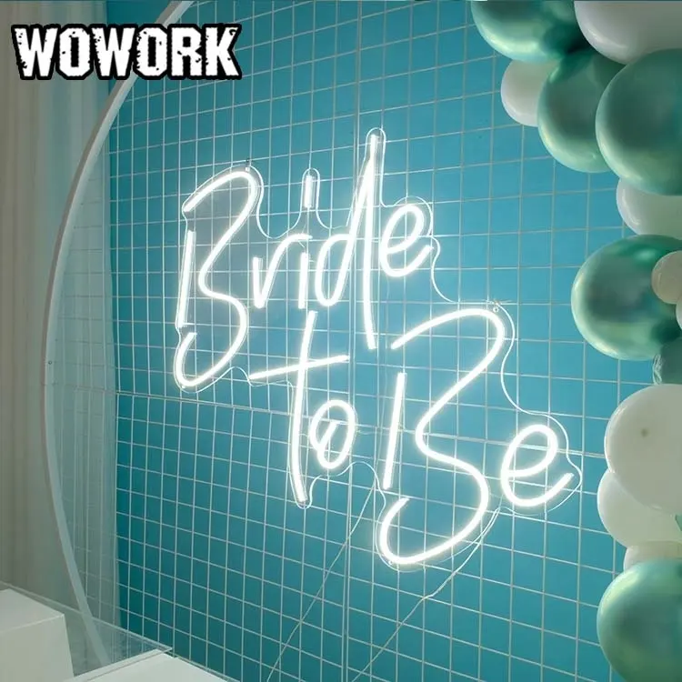 2023 WOWORK factory للحفلات والمناسبات بالجملة مخصص للعروس لتكون led نيون مرونة ضوء إشارة لافتات للديكور الزفاف