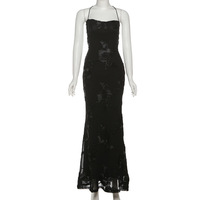 Robe longue élégante et sexy pour femme, sans manches, brodée, dos nu, à lacets, collection 2026
