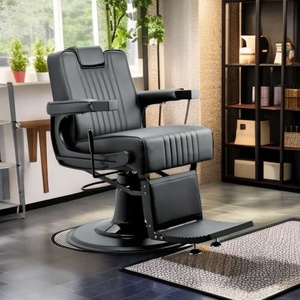 Sillón de Barbería Clásico, Silla de Salón de Belleza, Respaldo Reclinable, Altura Ajustable, Cuero PU, Rotación de 360 Grados - Product Image 5