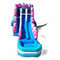 Tobogán Acuático Inflable Híbrido de PVC de Doble Carril FAN BOUNCE Sapphire Summit de 18 pies